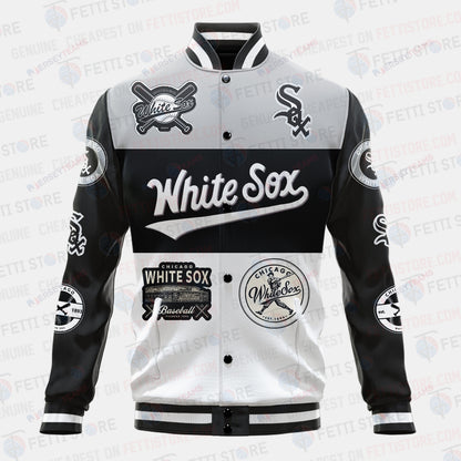 Chicago White Sox Symbol Vintage Design Varsity Jacket - All-Over-Printed Jacket