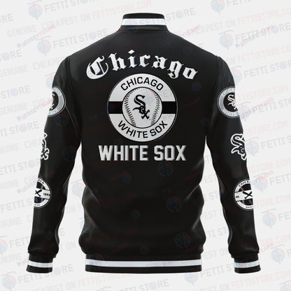 Chicago White Sox Symbol Vintage Design Varsity Jacket - All-Over-Printed Jacket