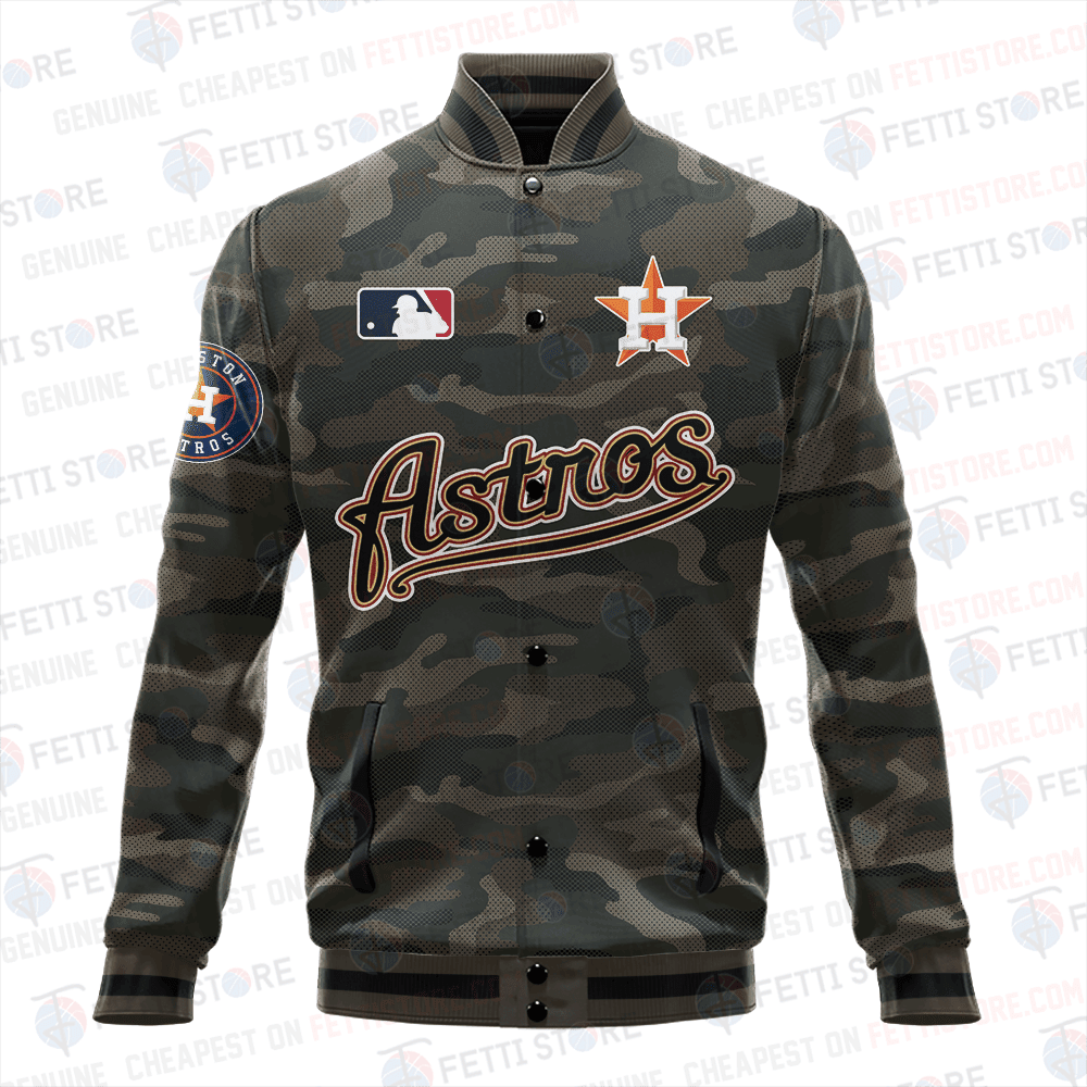 Houston Astros Major League Baseball Camo AOP Varsity Jacket STM - All-Over-Printed Jacket
