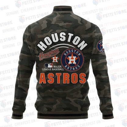 Houston Astros Major League Baseball Camo AOP Varsity Jacket STM - All-Over-Printed Jacket