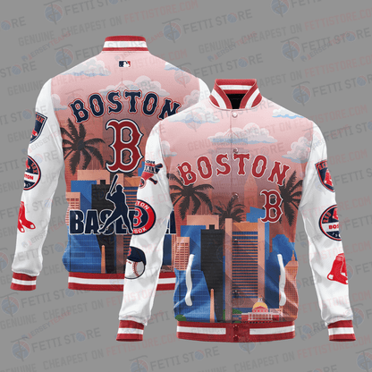 Boston Red Sox Major League Baseball AOP Varsity Jacket STM - All-Over-Printed Jacket