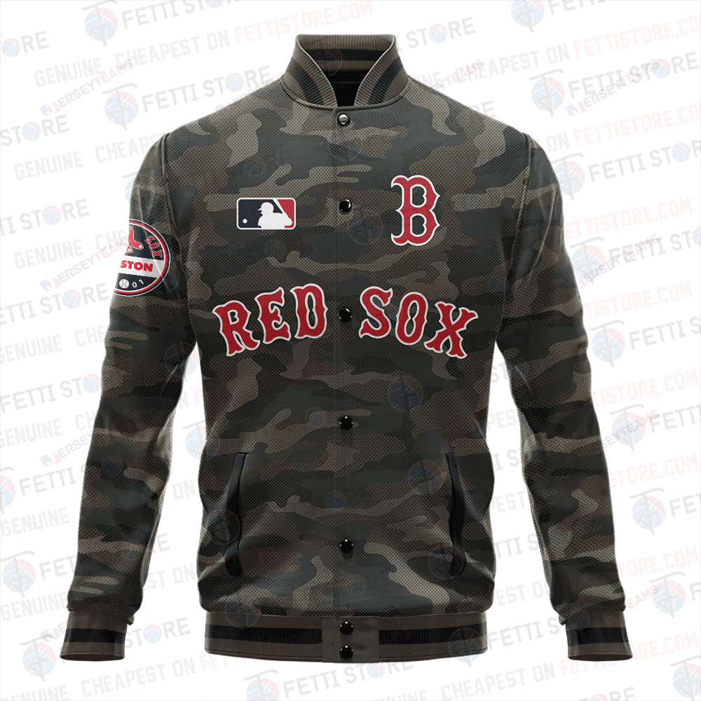 Boston Red Sox Major League Baseball Camo AOP Varsity Jacket STM - All-Over-Printed Jacket