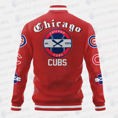 Chicago Cubs Symbol Vintage Design Varsity Jacket - All-Over-Printed Jacket