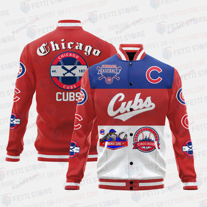 Chicago Cubs Symbol Vintage Design Varsity Jacket - All-Over-Printed Jacket