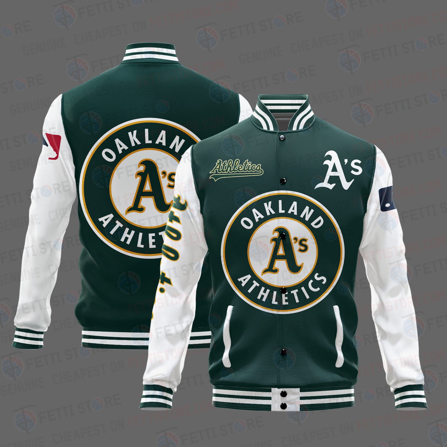 Oakland Athletics Major League Baseball AOP Varsity Jacket STM - All-Over-Printed Jacket