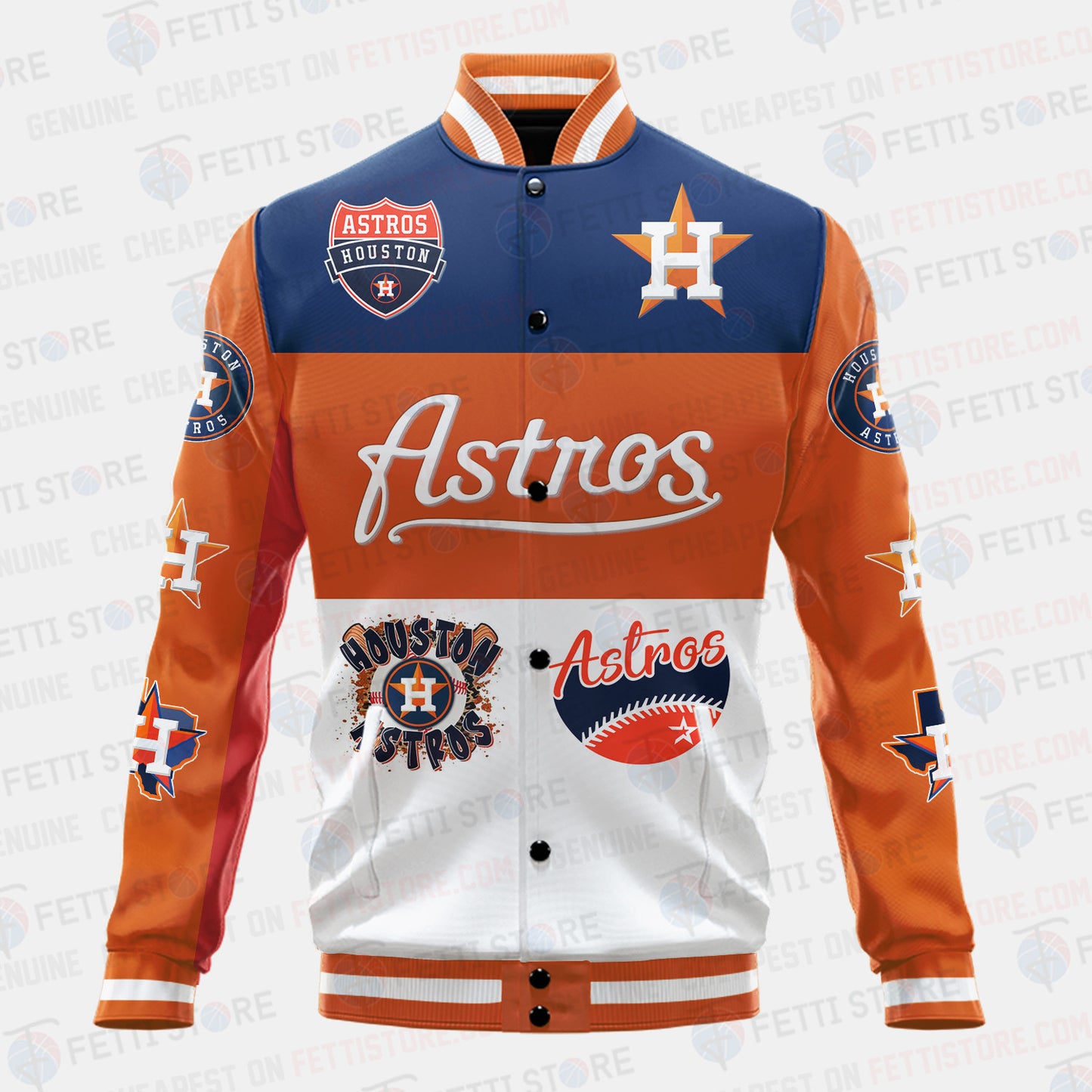 Houston Astros Symbol Vintage Design Varsity Jacket - All-Over-Printed Jacket