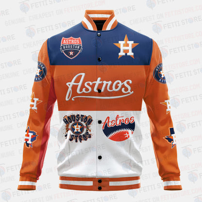 Houston Astros Symbol Vintage Design Varsity Jacket - All-Over-Printed Jacket