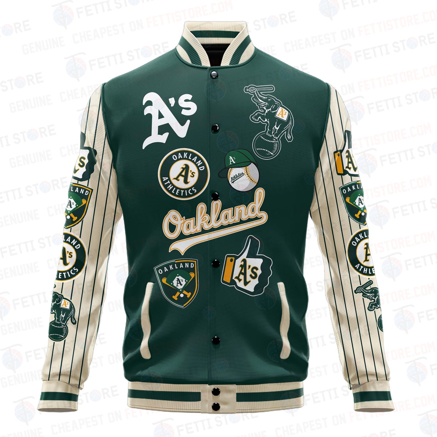 Oakland Athletics - Major League Baseball AOP Varsity Jacket V6 - All-Over-Printed Jacket