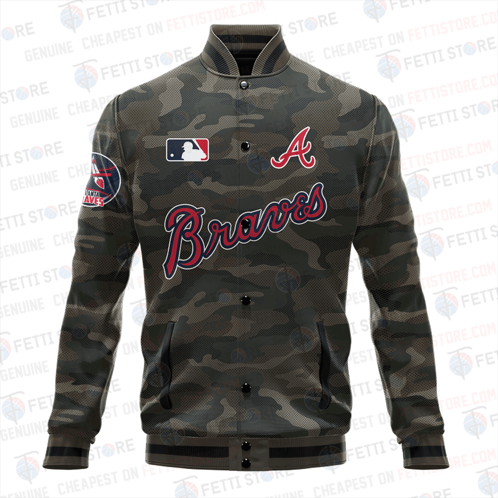 Atlanta Braves Major League Baseball Camo AOP Varsity Jacket STM - All-Over-Printed Jacket