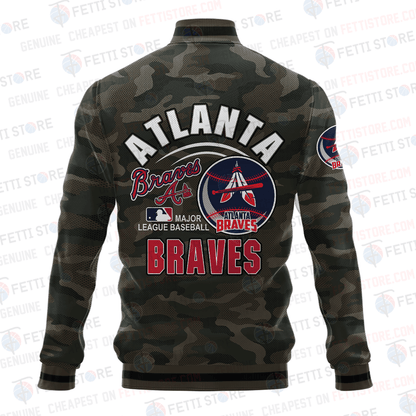 Atlanta Braves Major League Baseball Camo AOP Varsity Jacket STM - All-Over-Printed Jacket