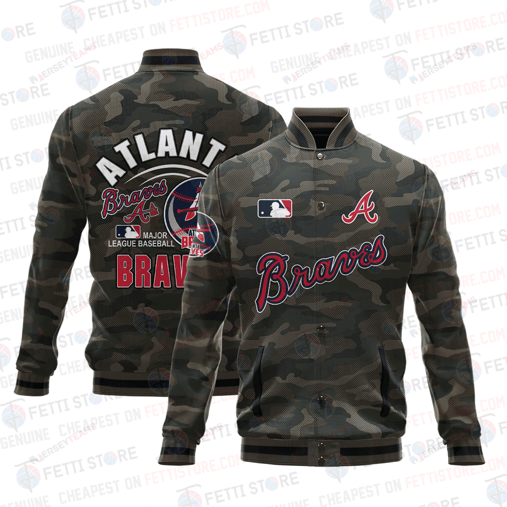 Atlanta Braves Major League Baseball Camo AOP Varsity Jacket STM - All-Over-Printed Jacket