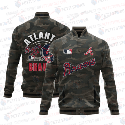 Atlanta Braves Major League Baseball Camo AOP Varsity Jacket STM - All-Over-Printed Jacket