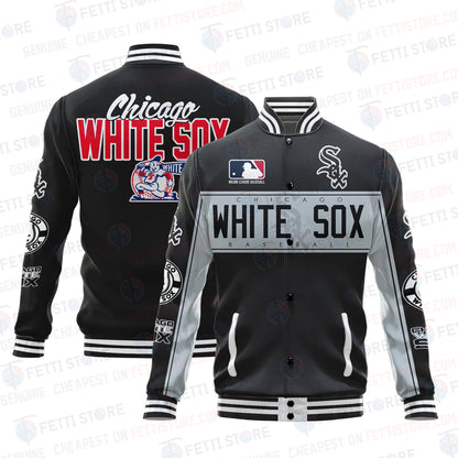 Chicago White Sox American League Baseball Vintage Pattern Varsity Jacket - All-Over-Printed Jacket