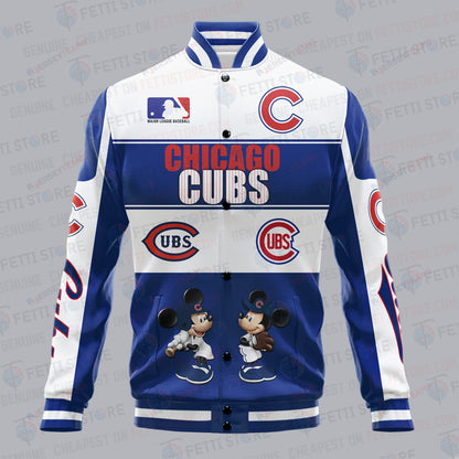 Chicago Cubs City And Logo Pattern Print Varsity Jacket - All-Over-Printed Jacket