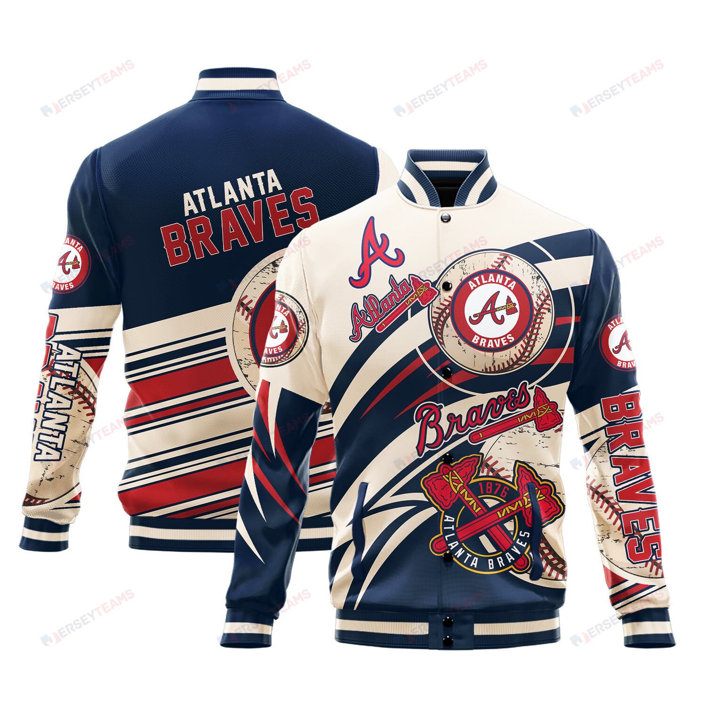 Atlanta Braves - Major League Baseball AOP Varsity Jacket V9 - All-Over-Printed Jacket