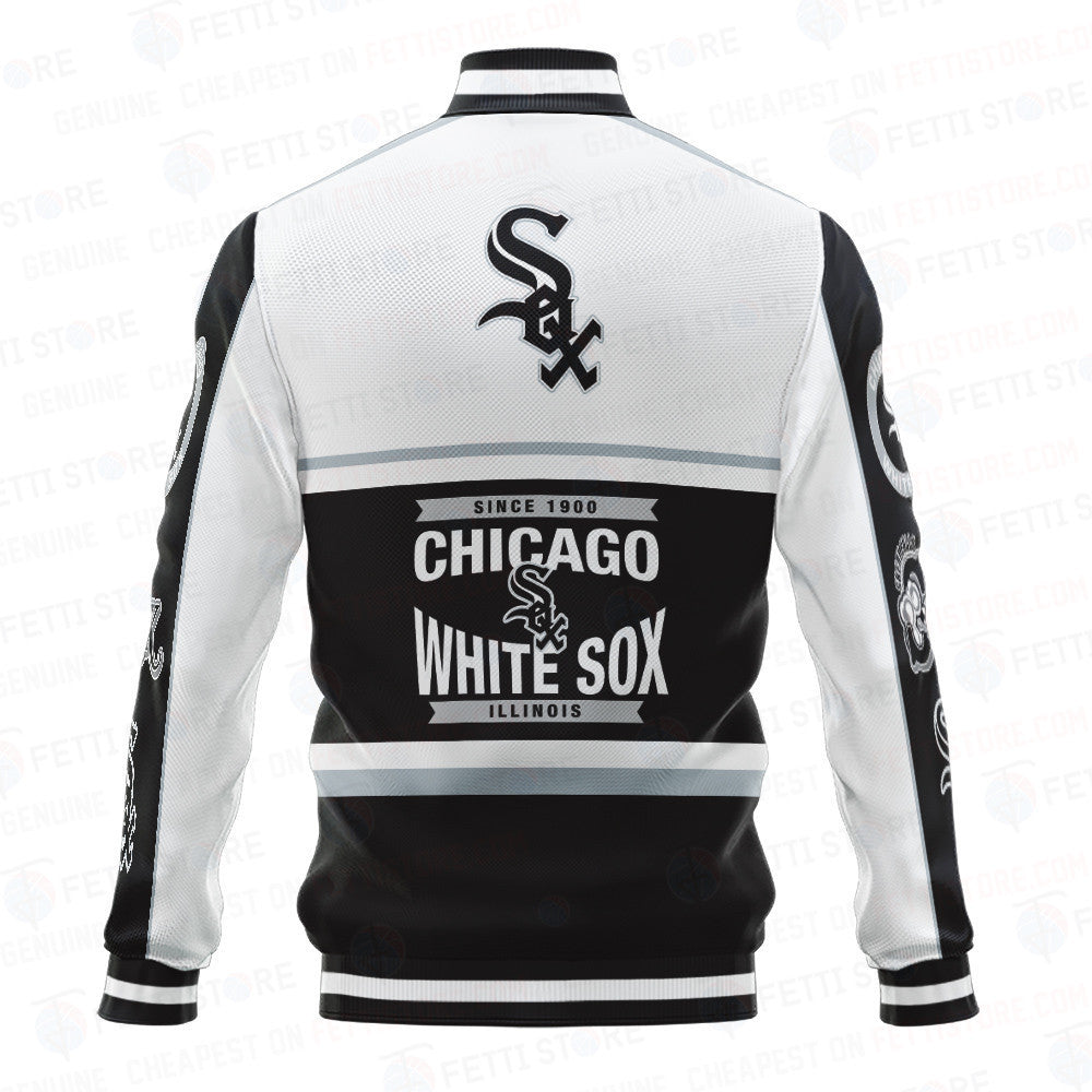 Chicago White Sox Baseball White And Black Pattern Varsity Jacket - All-Over-Printed Jacket