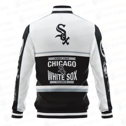 Chicago White Sox Baseball White And Black Pattern Varsity Jacket - All-Over-Printed Jacket