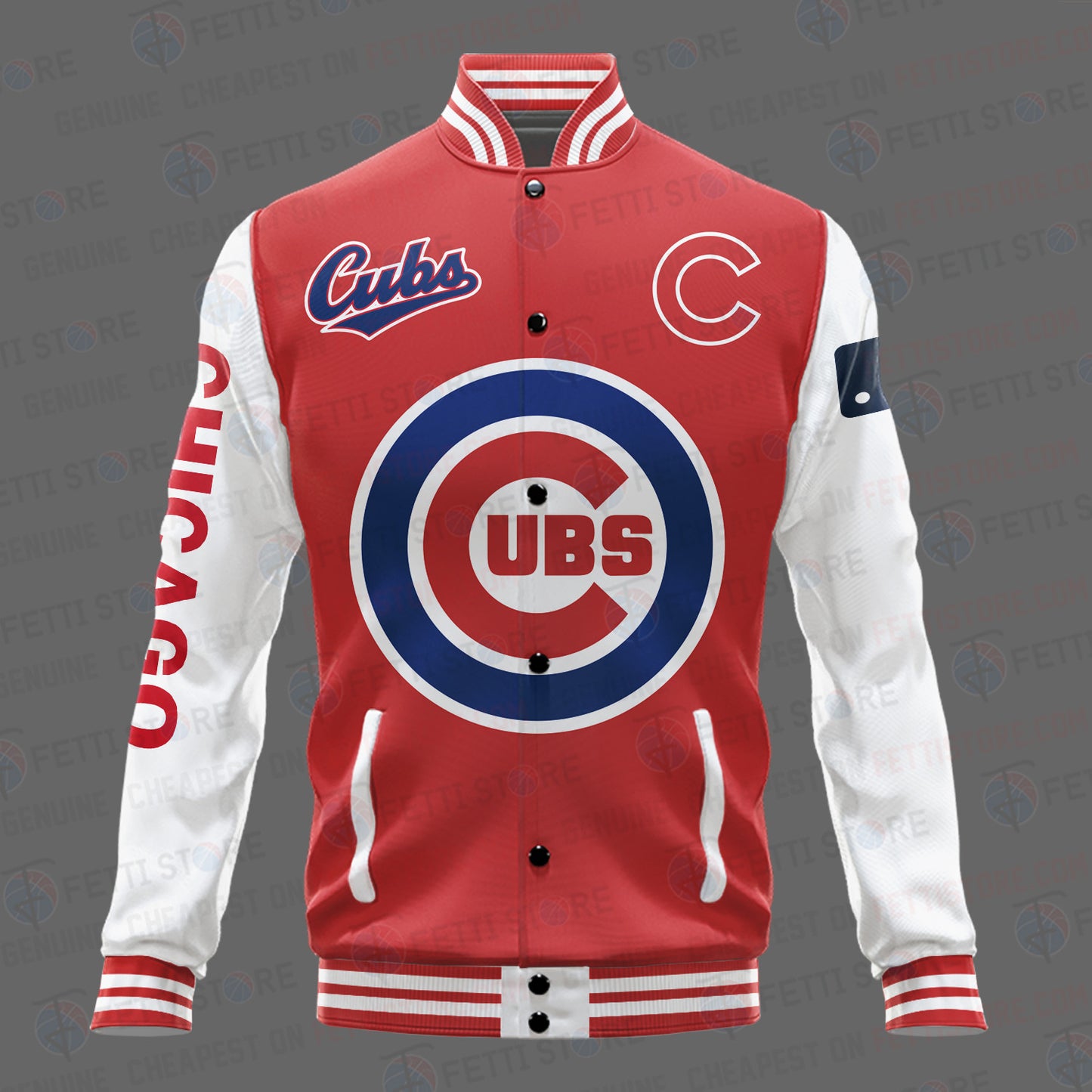 Chicago Cubs Major League Baseball AOP Varsity Jacket STM - All-Over-Printed Jacket
