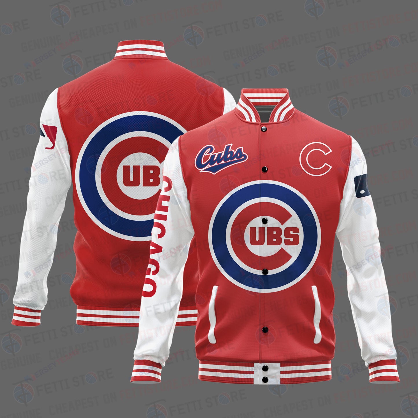 Chicago Cubs Major League Baseball AOP Varsity Jacket STM - All-Over-Printed Jacket
