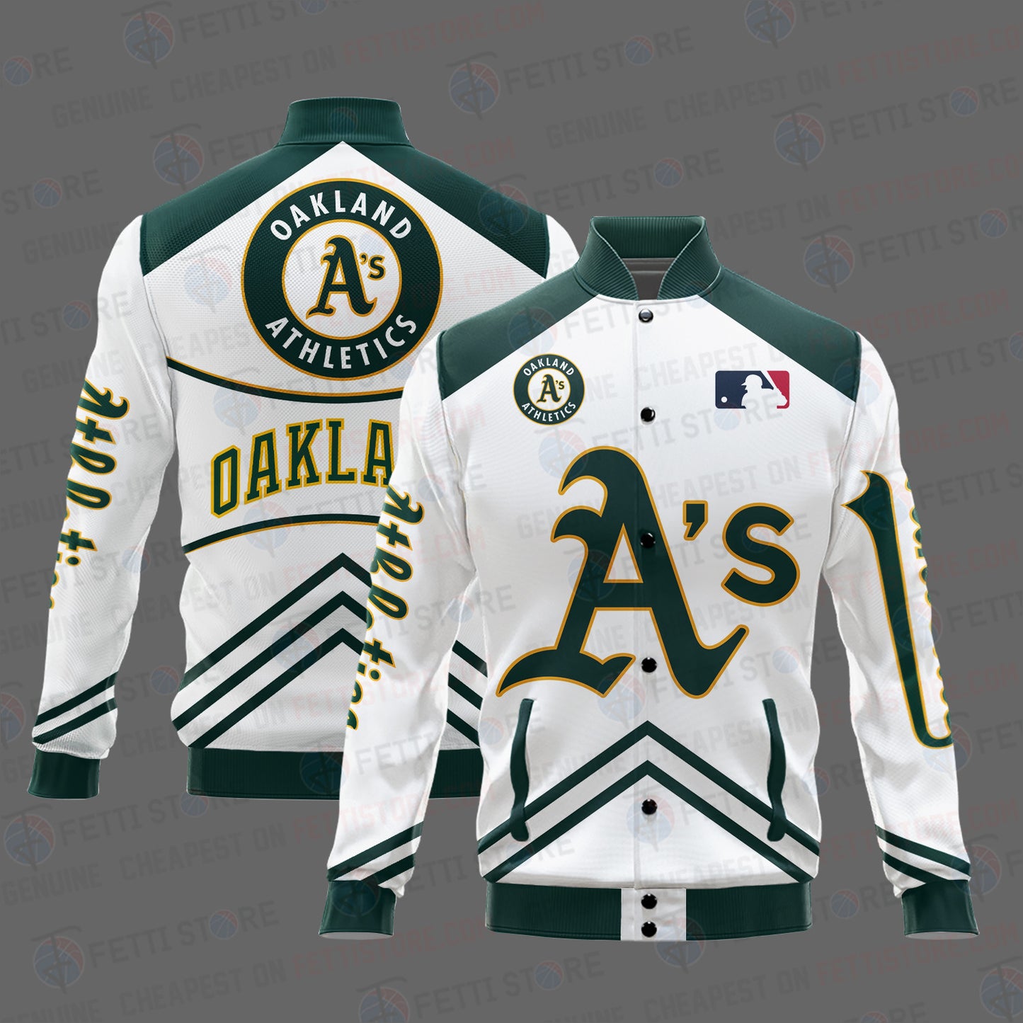 Oakland Athletics - Major League Baseball AOP Varsity Jacket V4 - All-Over-Printed Jacket