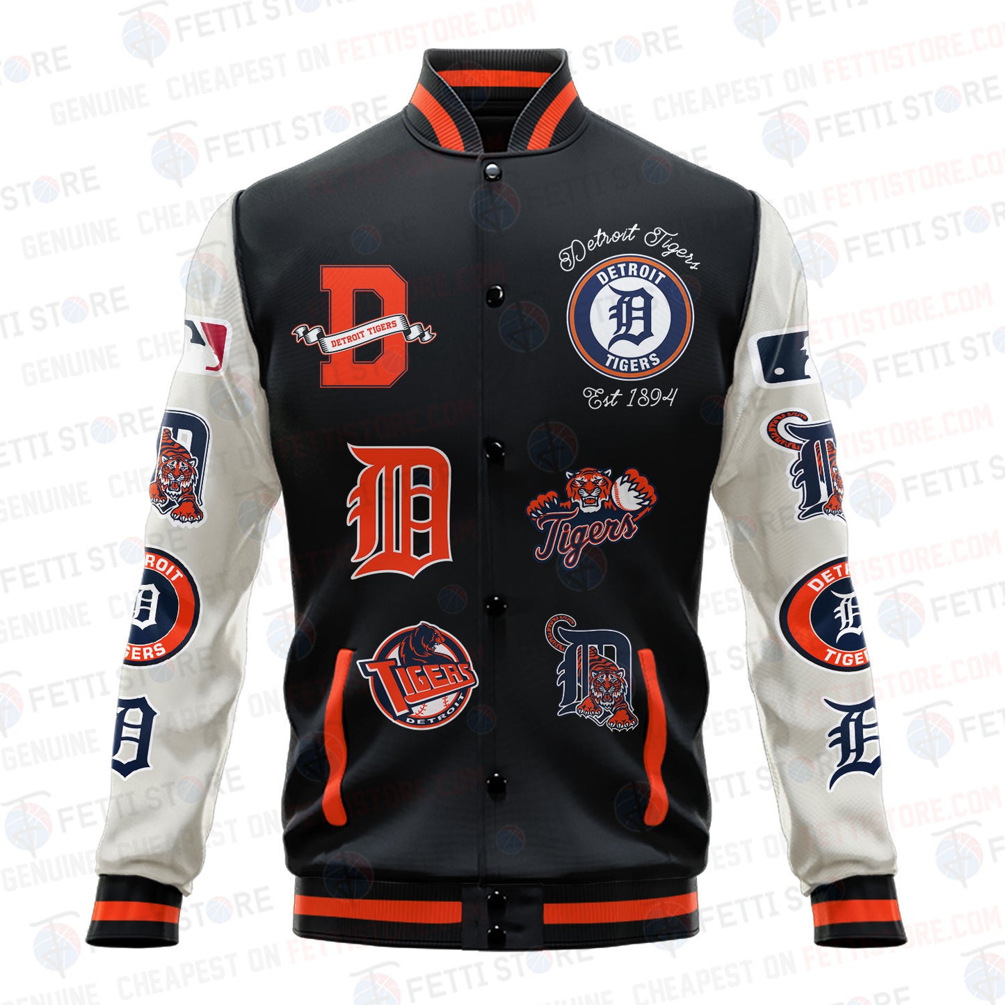 Detroit Tigers - Major League Baseball AOP Varsity Jacket V2 - All-Over-Printed Jacket