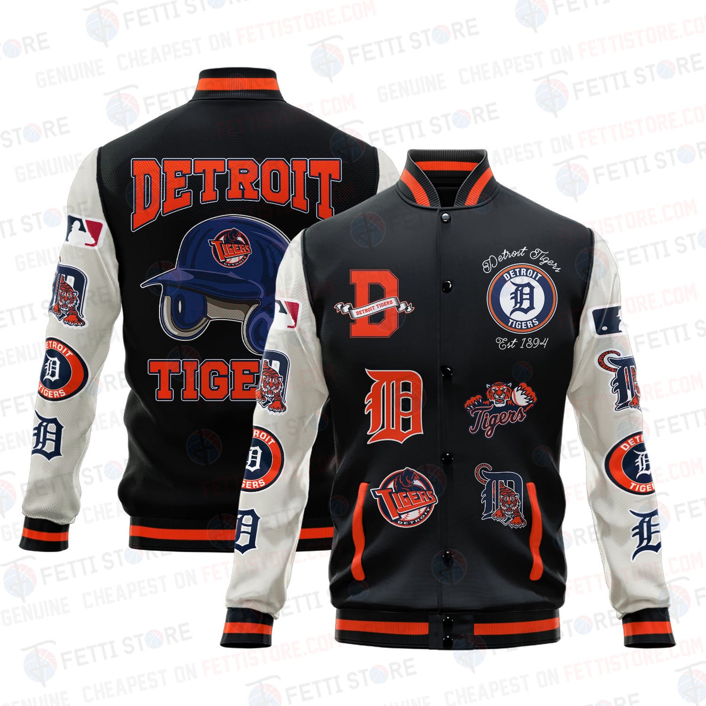 Detroit Tigers - Major League Baseball AOP Varsity Jacket V2 - All-Over-Printed Jacket