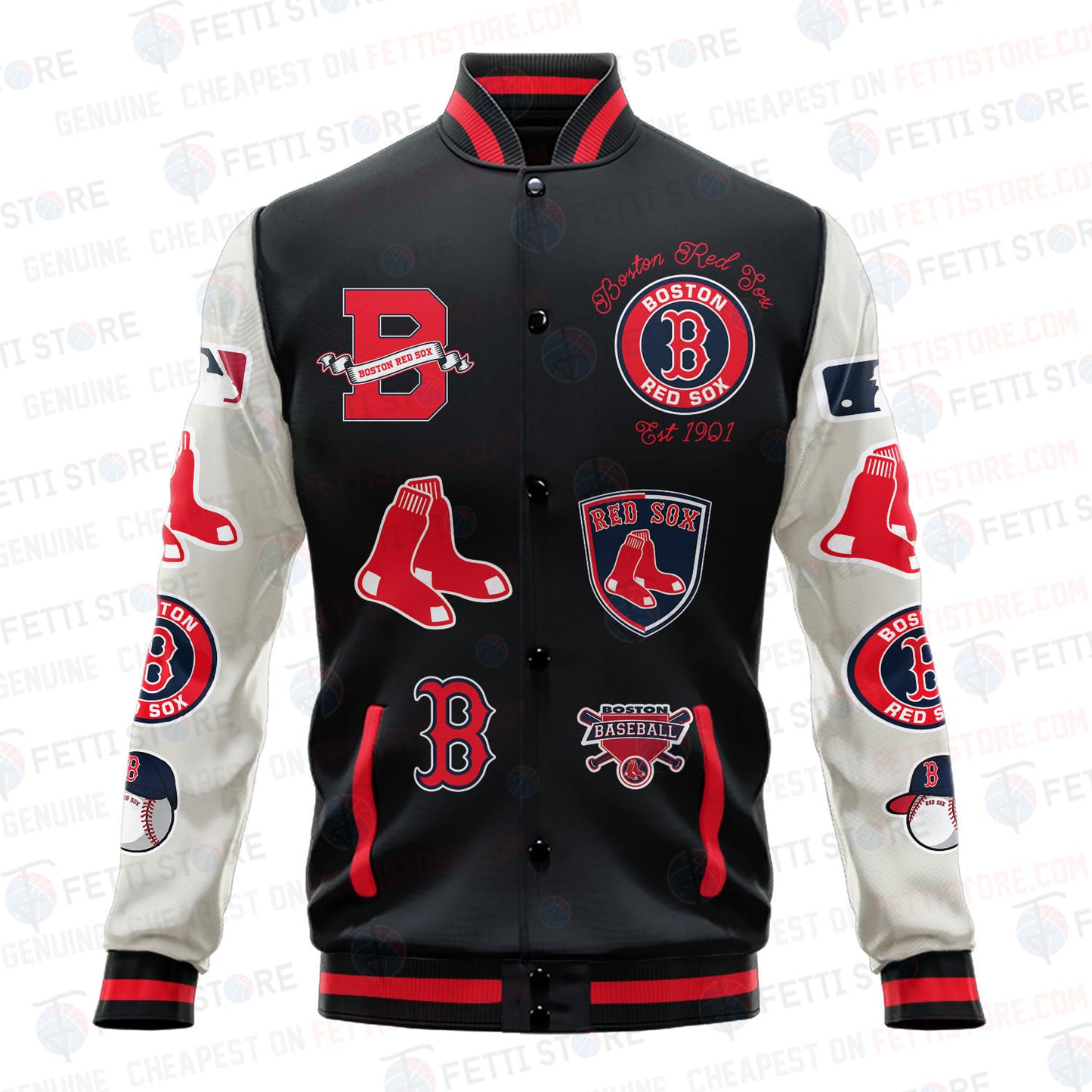 Boston Red Sox - Major League Baseball AOP Varsity Jacket V2 - All-Over-Printed Jacket