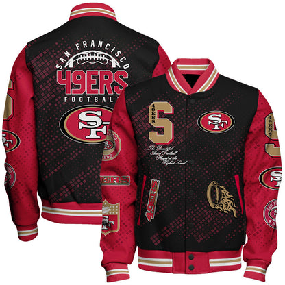 San Francisco 49ers National Football League Pattern Varsity Jacket SH1 V3 - All-Over-Printed Jacket