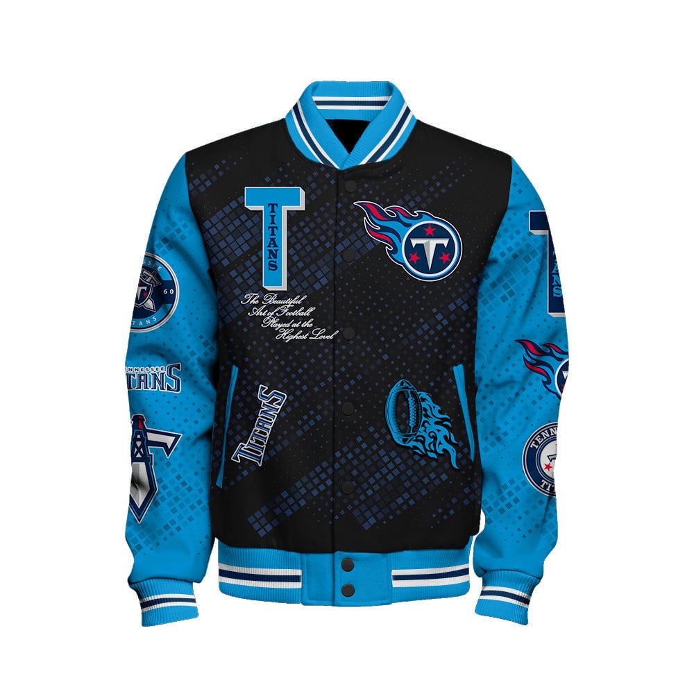 Tennessee Titans National Football League Pattern Varsity Jacket SH1 V3 - All-Over-Printed Jacket