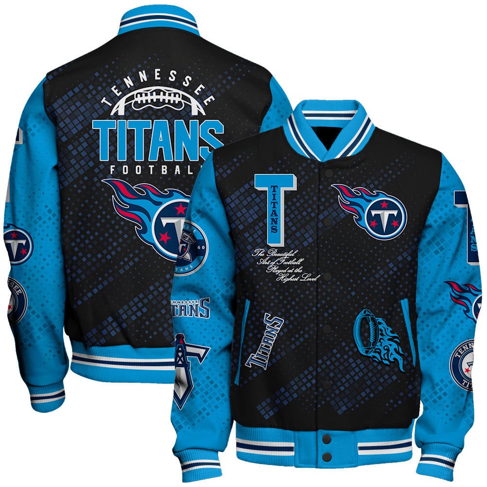Tennessee Titans National Football League Pattern Varsity Jacket SH1 V3 - All-Over-Printed Jacket