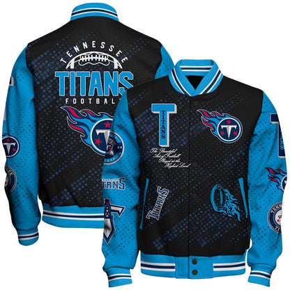 Tennessee Titans National Football League Pattern Varsity Jacket SH1 V3 - All-Over-Printed Jacket