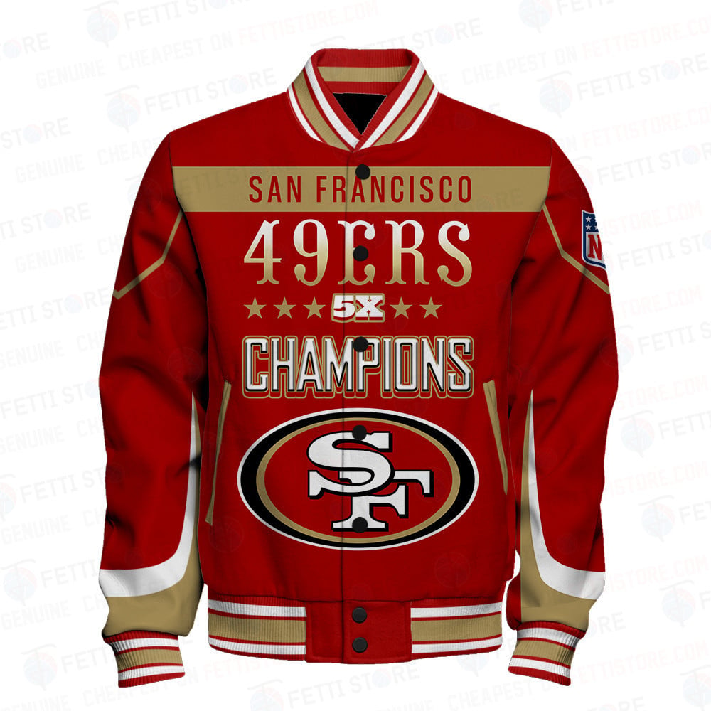 San Francisco 49ers 5X Super Bowl Champions Varsity Jacket - All-Over-Printed Jacket
