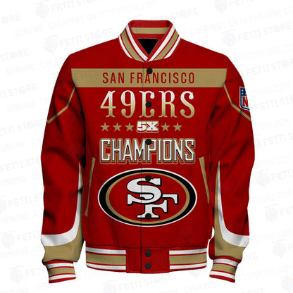 San Francisco 49ers 5X Super Bowl Champions Varsity Jacket - All-Over-Printed Jacket