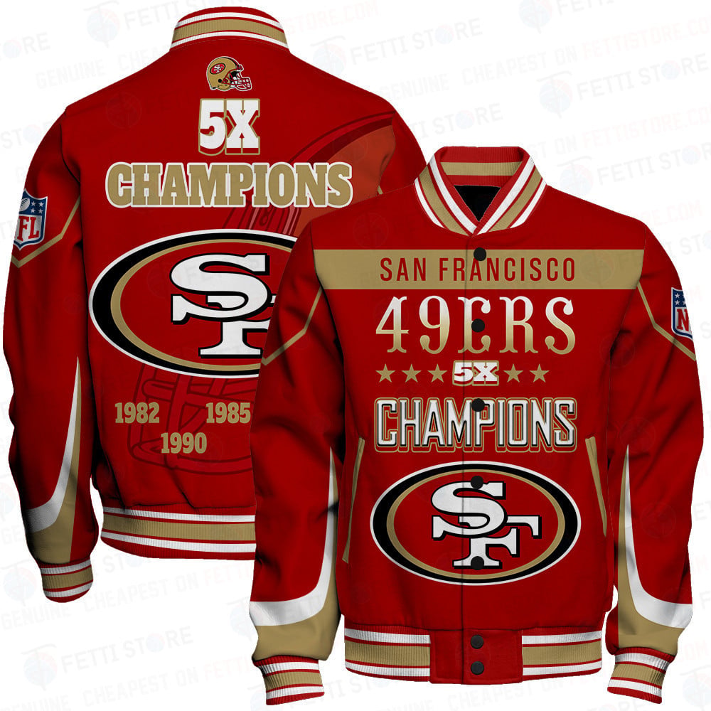 San Francisco 49ers 5X Super Bowl Champions Varsity Jacket - All-Over-Printed Jacket