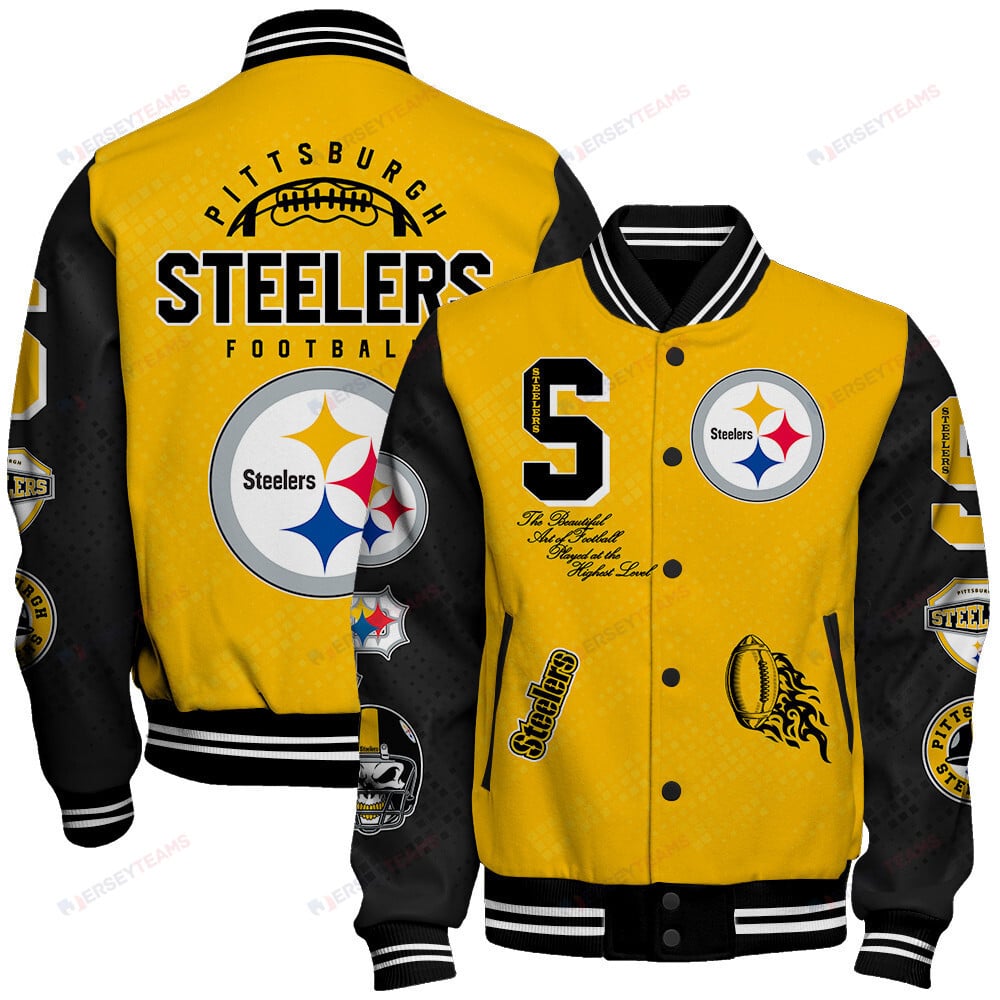 Pittsburgh Steelers National Football League Pattern Varsity Jacket SH1 V3 - All-Over-Printed Jacket