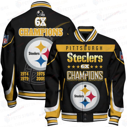 Pittsburgh Steelers 6X Super Bowl Champions Varsity Jacket - All-Over-Printed Jacket