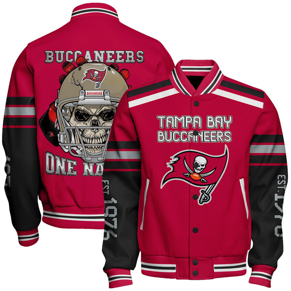 Tampa Bay Buccaneers Skull And Gloves Pattern Varsity Jacket - All-Over-Printed Jacket
