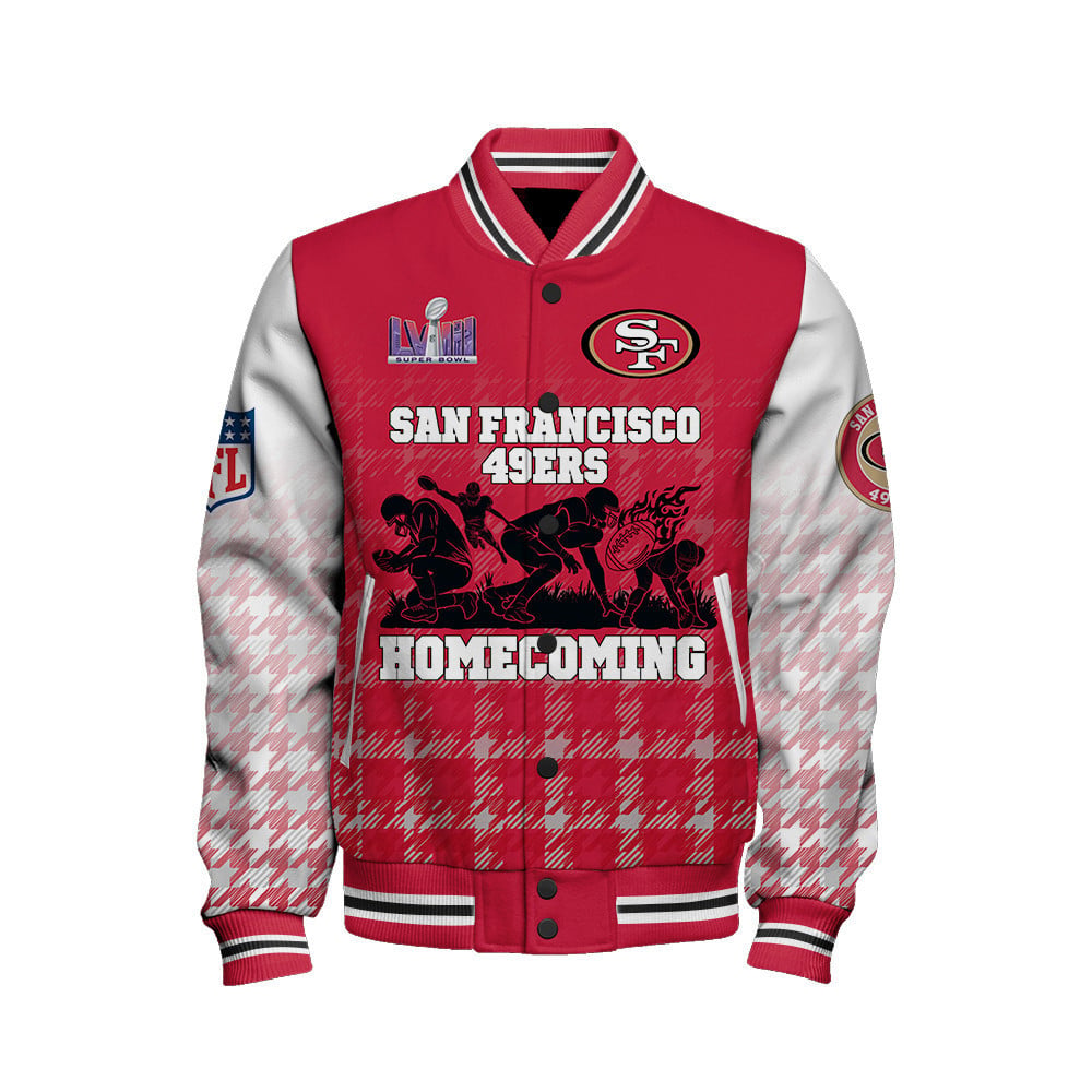 San Francisco 49ers LVIII Home Coming Varsity Jacket - All-Over-Printed Jacket