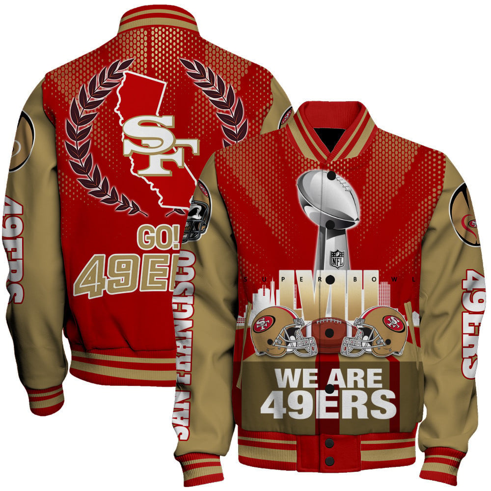San Francisco 49ers LVIII We Are 49ers Varsity Jacket - All-Over-Printed Jacket