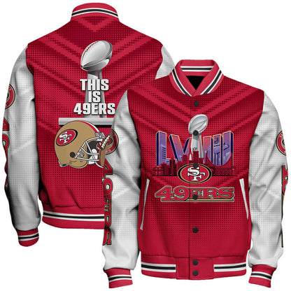 San Francisco 49ers LVIII This Is 49ers Varsity Jacket - All-Over-Printed Jacket