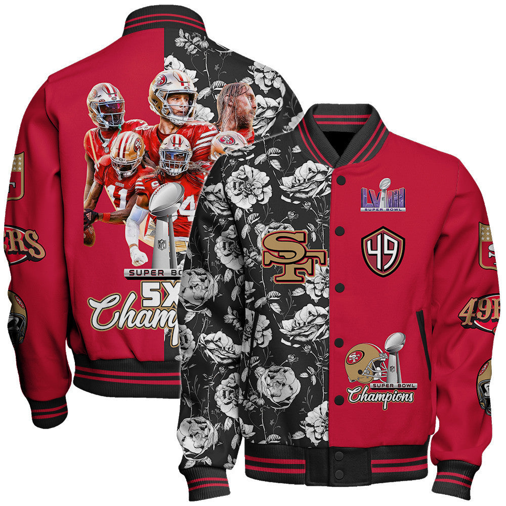 San Francisco 49ers National Football League Varsity Jacket STM V6 - All-Over-Printed Jacket