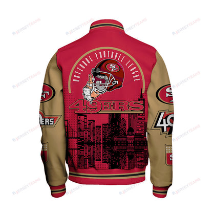 San Francisco 49ers Team Logo Player Design Varsity Jacket - All-Over-Printed Jacket