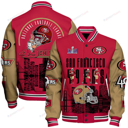 San Francisco 49ers Team Logo Player Design Varsity Jacket - All-Over-Printed Jacket
