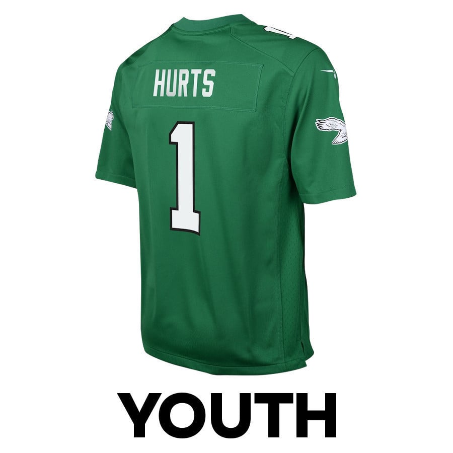 Jalen Hurts 1 Philadelphia Eagles Leadership Game YOUTH Jersey - Green