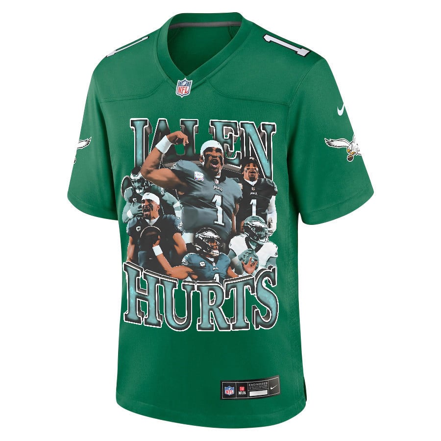 Jalen Hurts 1 Philadelphia Eagles Leadership Game Jersey - Men, Green