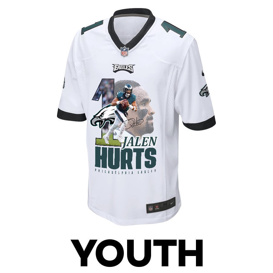 Jalen Hurts 1 Philadelphia Eagles Brilliance Game YOUTH Jersey - White