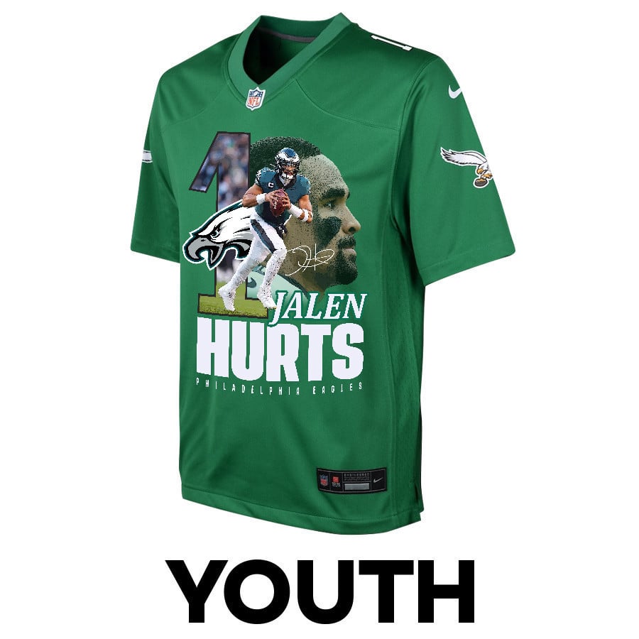 Jalen Hurts 1 Philadelphia Eagles Brilliance Game YOUTH Jersey - Green