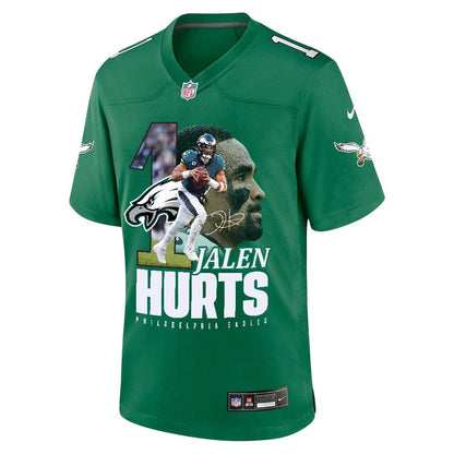 Jalen Hurts 1 Philadelphia Eagles Brilliance Game Jersey - Men, Green