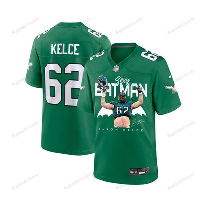Jason Kelce 62 Philadelphia Eagles Sexy Batman Game YOUTH Jersey - Green