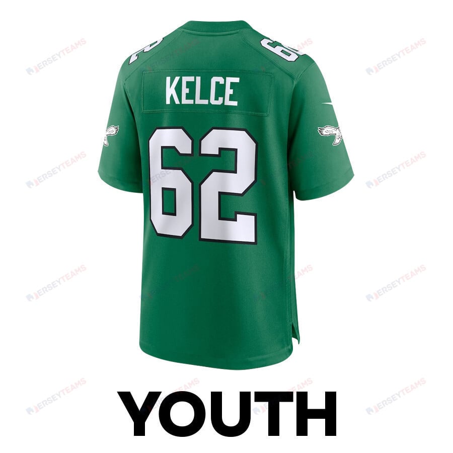 Jason Kelce 62 Philadelphia Eagles Legacy Game YOUTH Jersey - Green